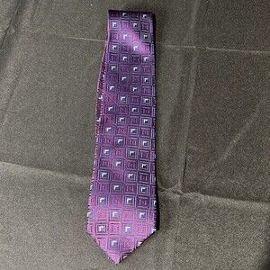 XMI Platinum Mens Silk Necktie Purple Pattern